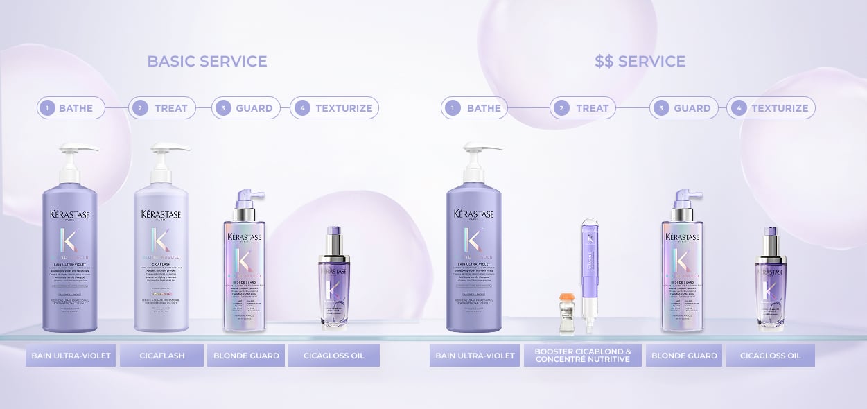 Salon service menu for neutralization protocols with estimated revenues.
