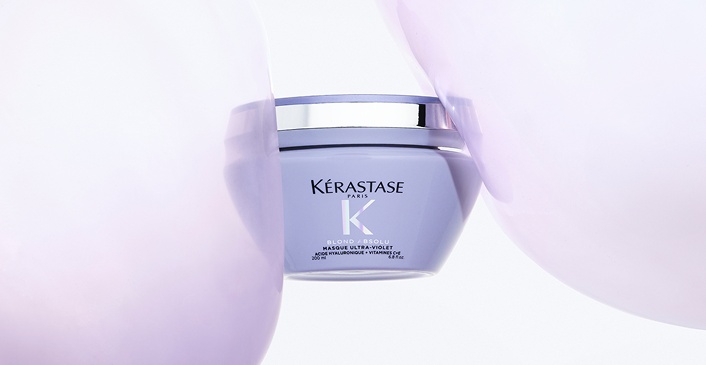 Kérastase Canada professional purple hair mask for cool blonde maintenance and fiber repair.